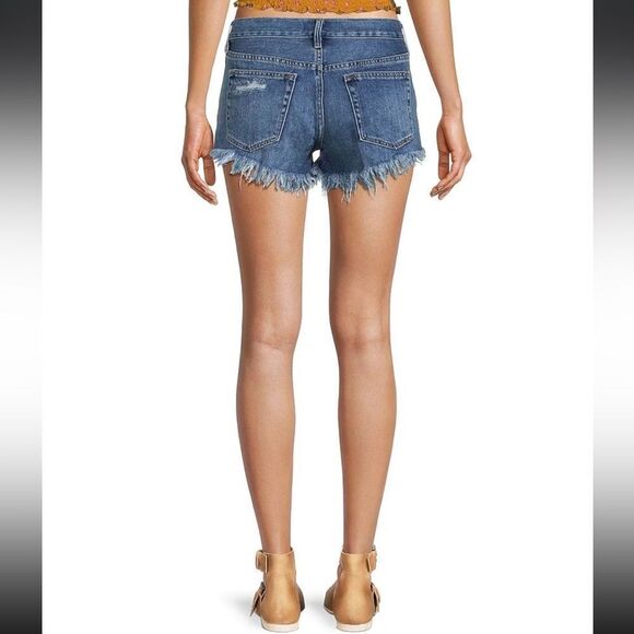 FREE People Loving Good Vibrations High-Rise Distressed Shorts - Picture 2 of 4